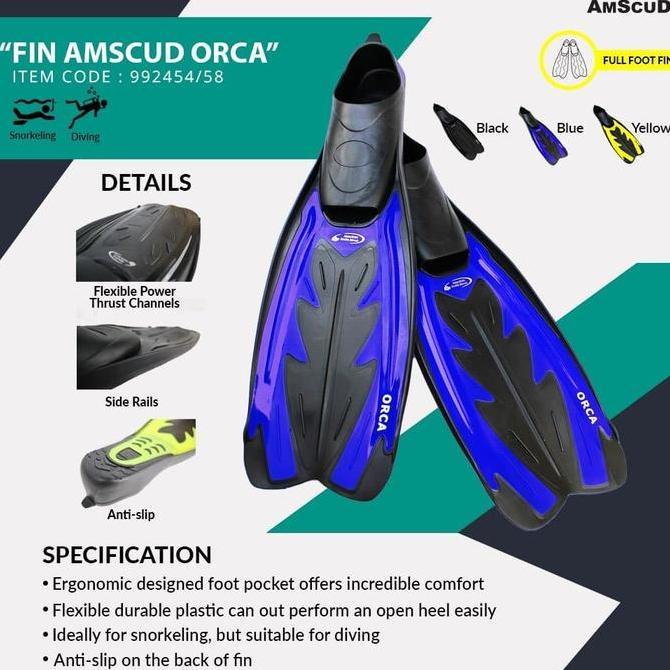Diskon Fin Amscud Full Foot Orca Yellow - Kaki Katak Selam/Diving/Snorkling