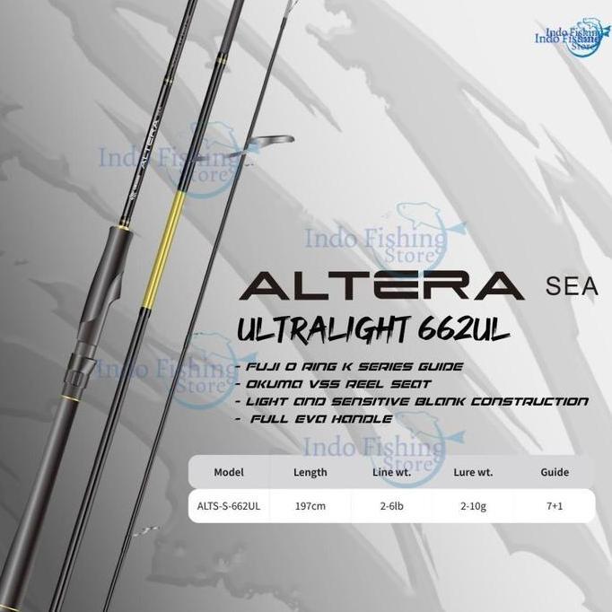 TERMURAH - Joran Pancing OKUMA Altera Sea Ultralight 662UL 2-6Lbs Stik Mancing Casting Ring Fuji Fre