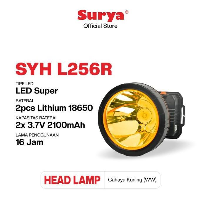 Terjangkau Surya Senter Kepala Led Super Terang Lithium Syh L256R Lampu Kuning Baterai Air
