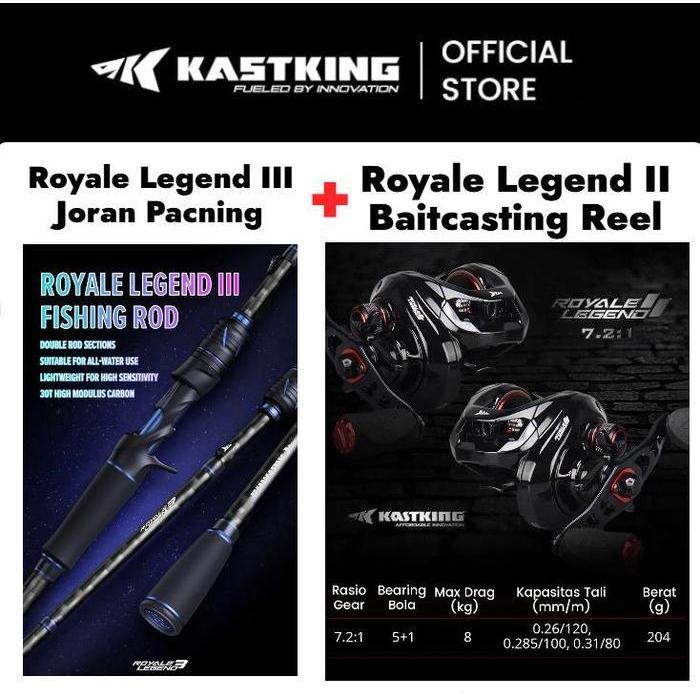 [Official] Kastking Reel+Joran Pancing 1 Set=Joran 1.8M 1.9M + Baitcasting Reel Umpan Joran Baitcast