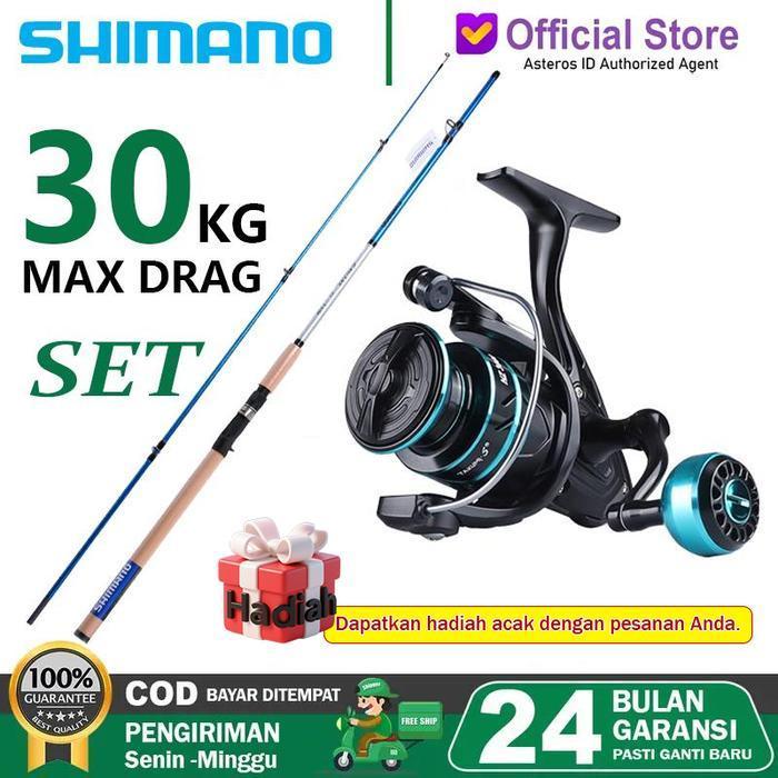 Shimano Joran Pancing 1 Set Fishing Rod Spinning Reel Carbon Fiber 180-300Cm M Power Full Set Murah 