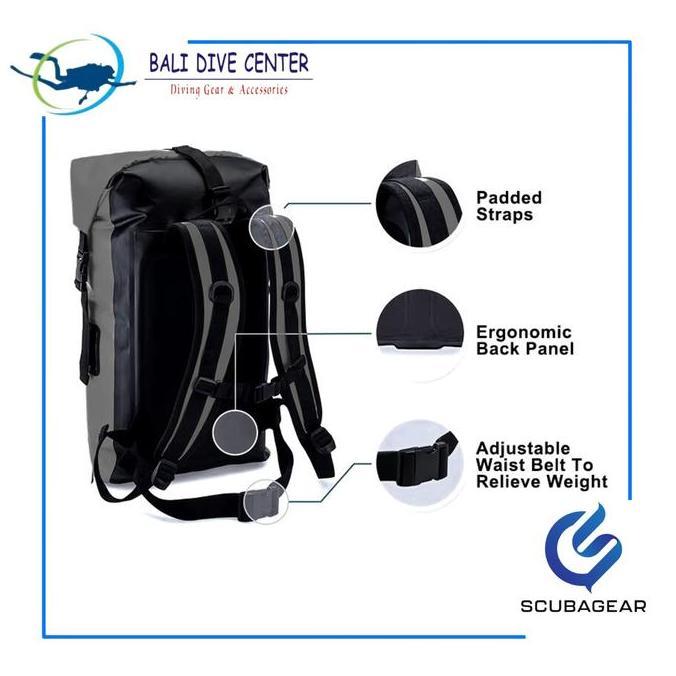 Terjangkau Scubagear [Dbbp] Dry Bag Backpack 35L Black - Ransel Anti Air Waterproof