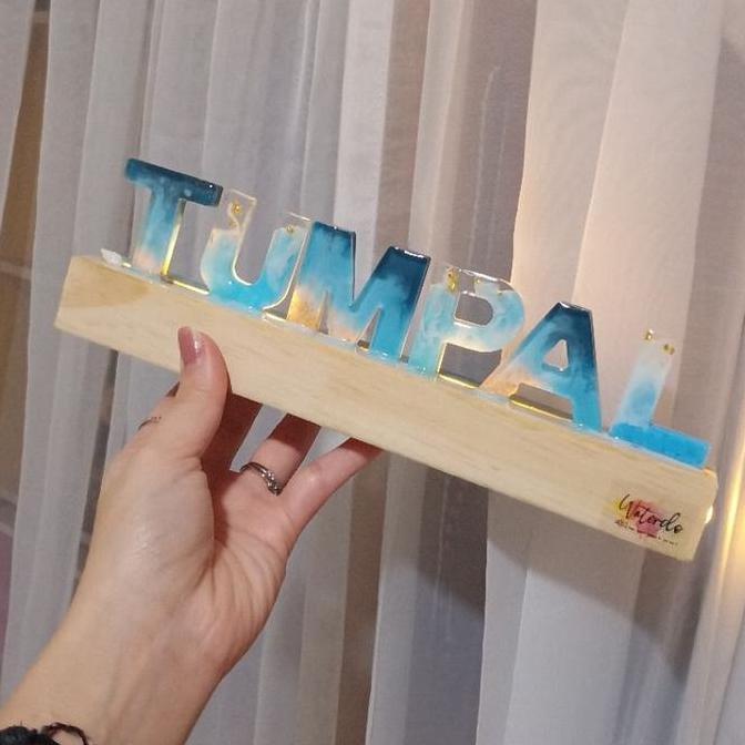New- lampu tidur/meja hias lamp nametag nama resin hadiah gift