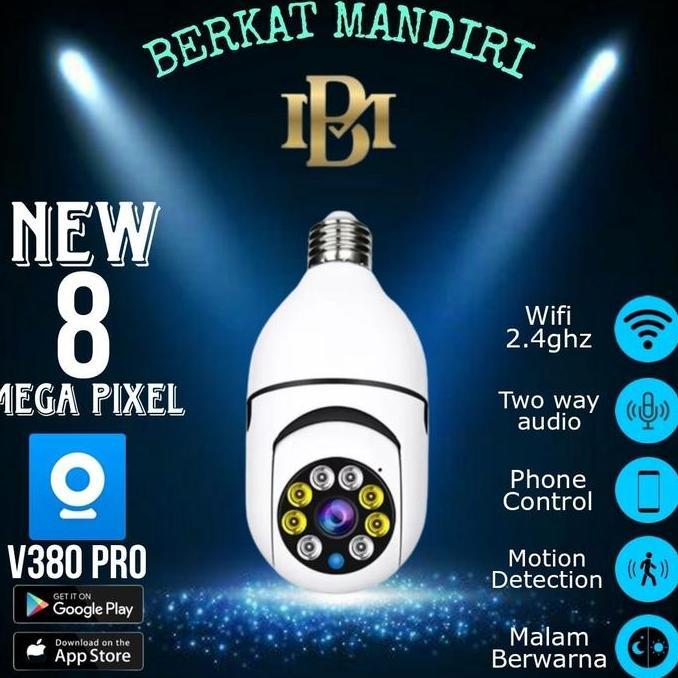 Ip Bohlam 8Mp App V380/V380 Pro Panoramic Ip Kamera Cctv