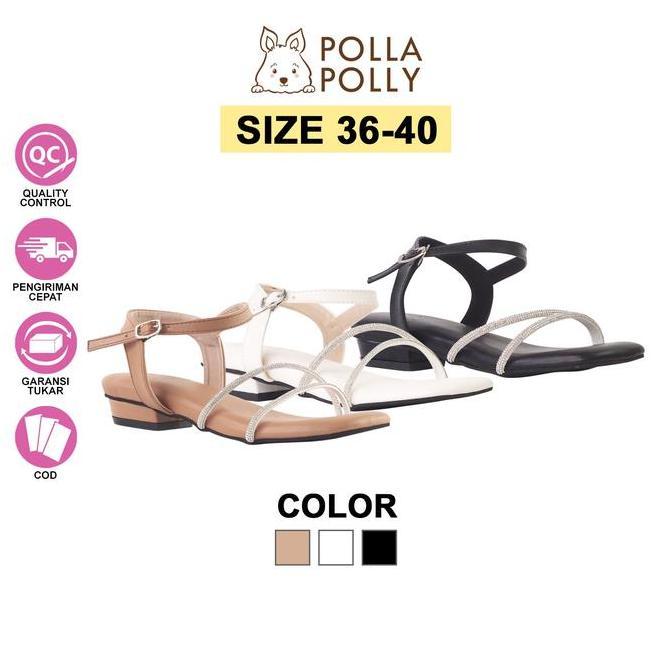 Polla Polly X WOO SEOK - Sandal Wanita 2 cm - Sandal Minimalis Model Korean Style (36-40)