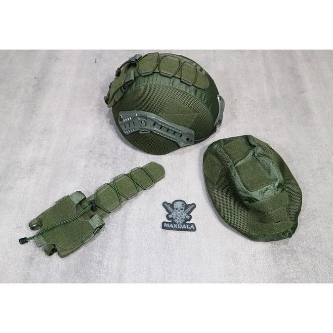 Cover Helm Tactical Hijau / Cover Baterai case helm / Cover helmet Hijau
