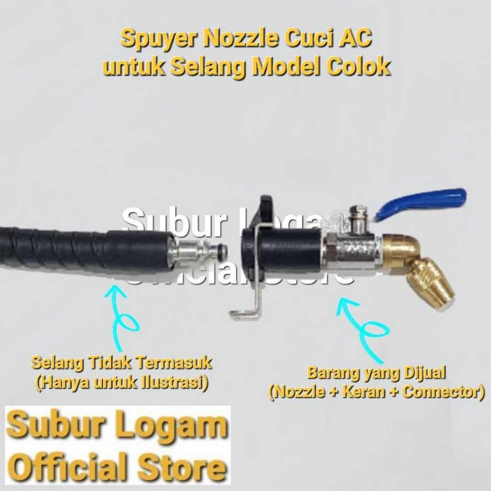 Nozzle Spuyer + Keran Cuci AC untuk Jet Cleaner Krisbow Selang Model Colok