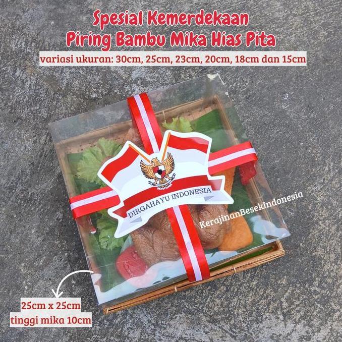 Buruan serbu] SPESIAL HUT RI PIRING KOTAK MIKA PITA BENDERA MERAH PUTIH Box hampers kemerdekaan nasi