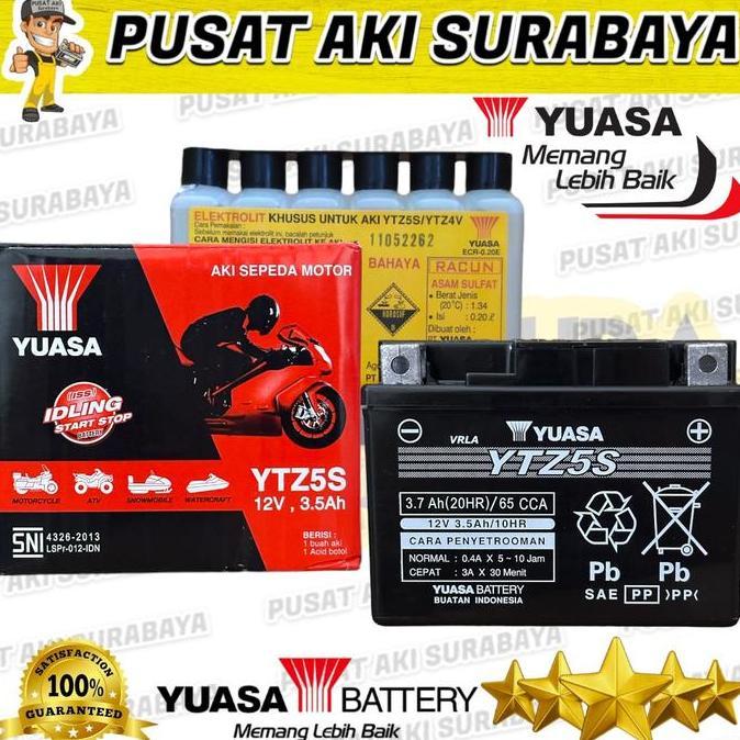 NEW BERGARANSI ORIGINAL AKI BERKUALITAS YUASA YTZ5S MOTOR VIXION VARIO 110