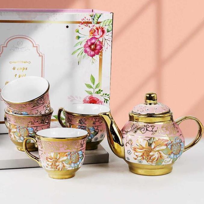 WRIGHTS Parcel Ramadhan Teko Cangkir Keramik Porcelain Set Peralatan Minum Teh