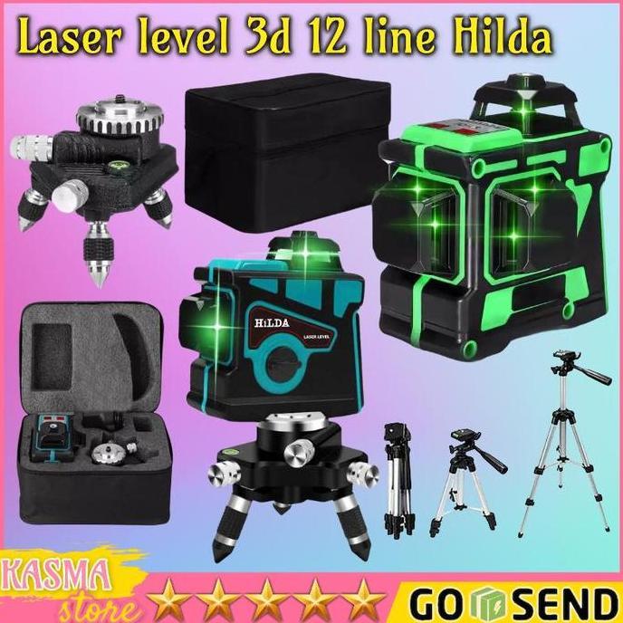 WRIGHTS Laser Level 12 Line 3D HILDA Laser Level Pengukur Dimensi + Tropod