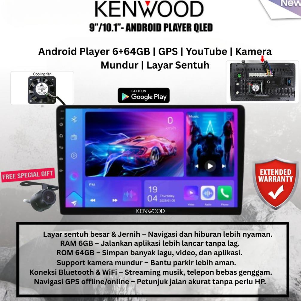 24 Jam Kirim Kenwood Head Unit Android 13 6GB+64GB 7/9/10 Inch 2Din Wifi GPS Wireless Carplay Blueto