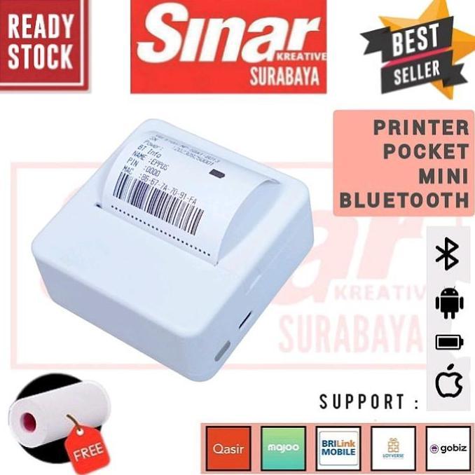 MINI PRINTER POCKET BLUETOOTH 5859 PINK BLACK BLUE WHITE SERIES - THERMAL PORTABLE LABEL CHARGER ROL