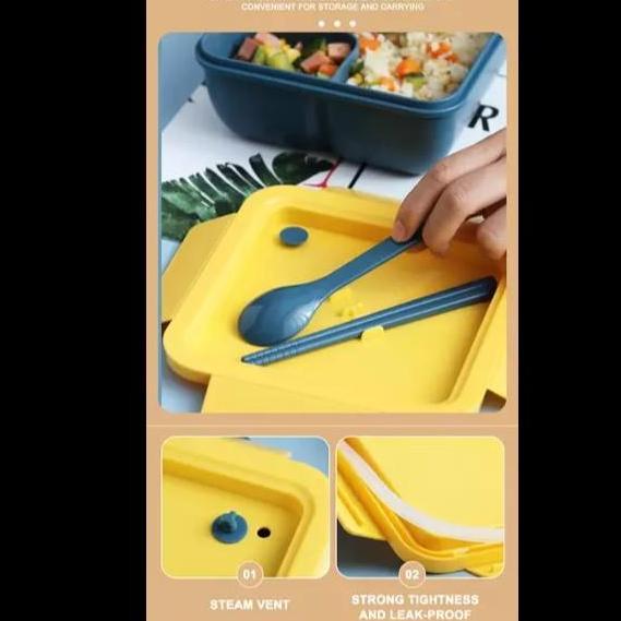 Lunch Box Kotak Tempat Makan Ompreng Set Sendok Sumpit 1100ML BPA Free