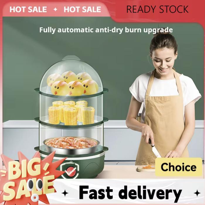 VINEX - Alat Kukus Mini Listrik 3 Susun 9 Liter Multifungsi Electric Food Steamer