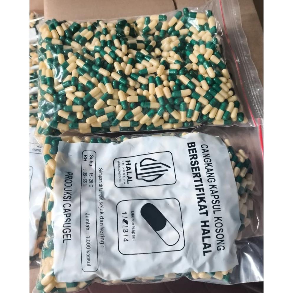 Cangkang Kapsul Kosong No 2 Hijau Kuning Kapsul Gel