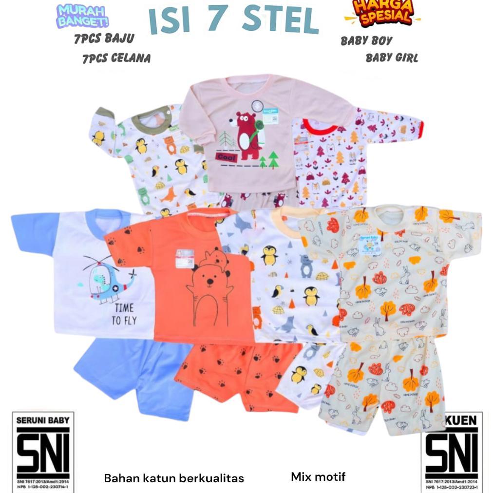 Fausto Paket Usaha Dapat 7 Baju 7 Celana Paket Setelan Baju Bayi 0-12 Bulan - Tebus Murah