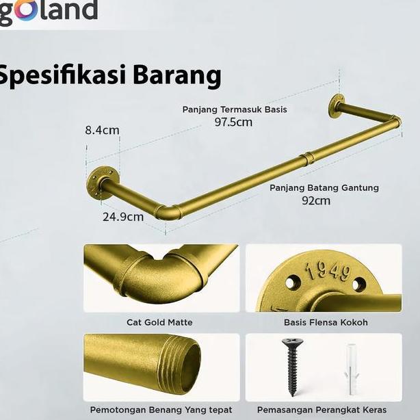 GOLAND GANTUNGAN BAJU TEMBOK GANTUNGAN BAJU BESI MULTIFUNGSI GOLD