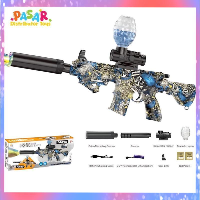 Termurah Mainan Anak D-6650/WH82-4 M416 GEL BLASTER Mainan Tembakan Bal Elektrik M416 Lampu Aksesori
