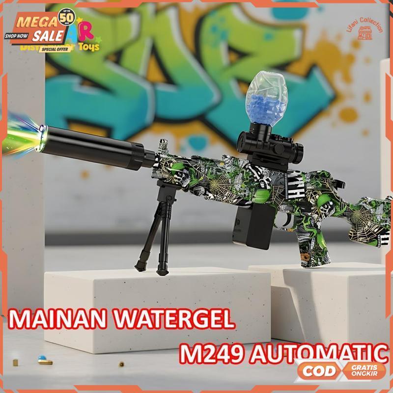 Diskon Gede Mainan Anak D-6652/WH81-3 M249 FULLY/SEMI AUTOMATIC Mainan Tembakan Elektrik M249 Lampu 