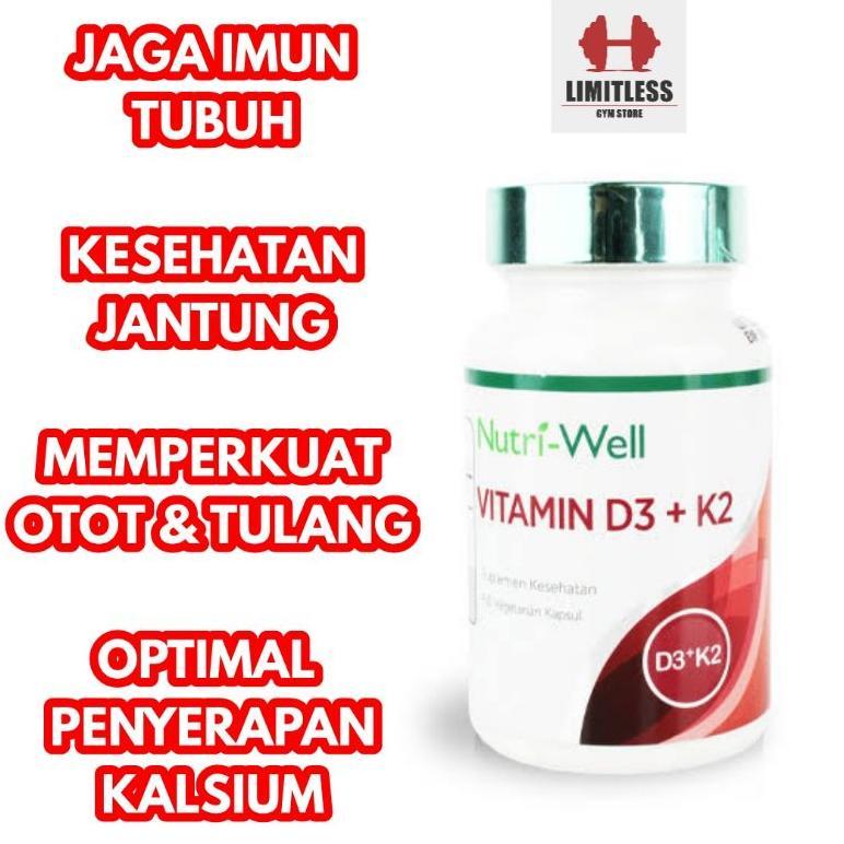 (Promo) Nutriwell Vitamin D3 5000 Iu + K2 60 Kapsul D3K2 5000Iu Original