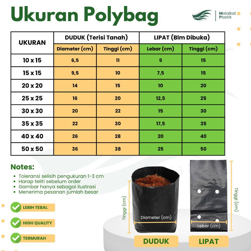 Promo Cod 1 Pack Polybag Tanaman Polibag Tebal Kecil Sedang 15X10 20X20 25X25 30X30 35X35 40X40 50X5