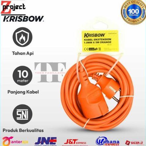 Krisbow kabel ekstension 10 m / kabel panjang 10 meter colokan listrik