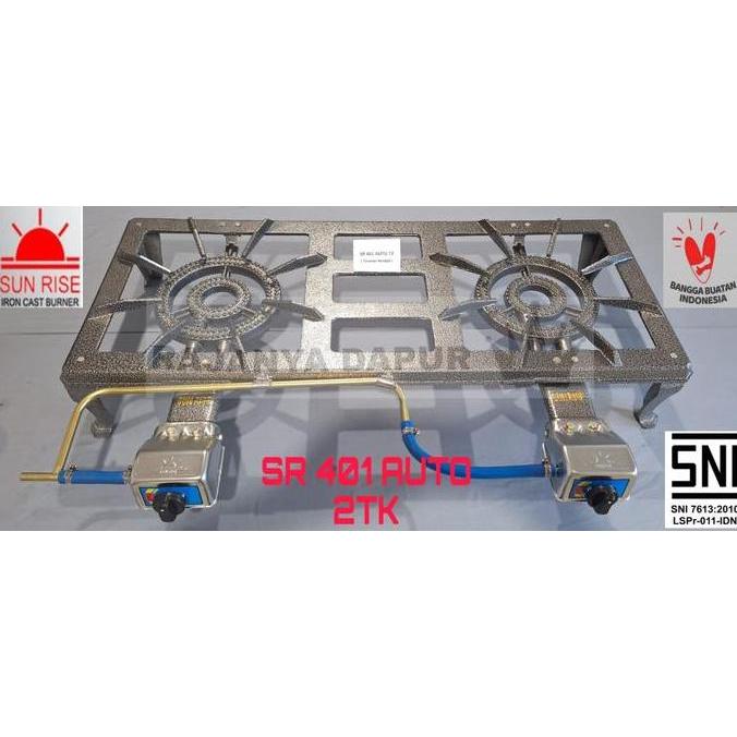 Kompor gas bodi cor sunrise sun rise tipe 401 auto 2 tungku mata SNI - kompor sunrise - 401 auto 2 m