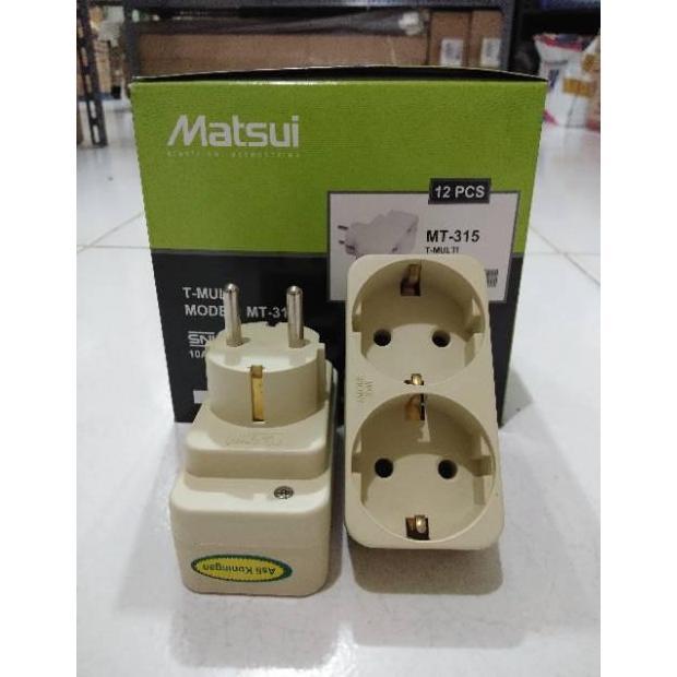 New- Steker T Multi + Stop Kontak 2 Lubang Putih MATSUI - MT315