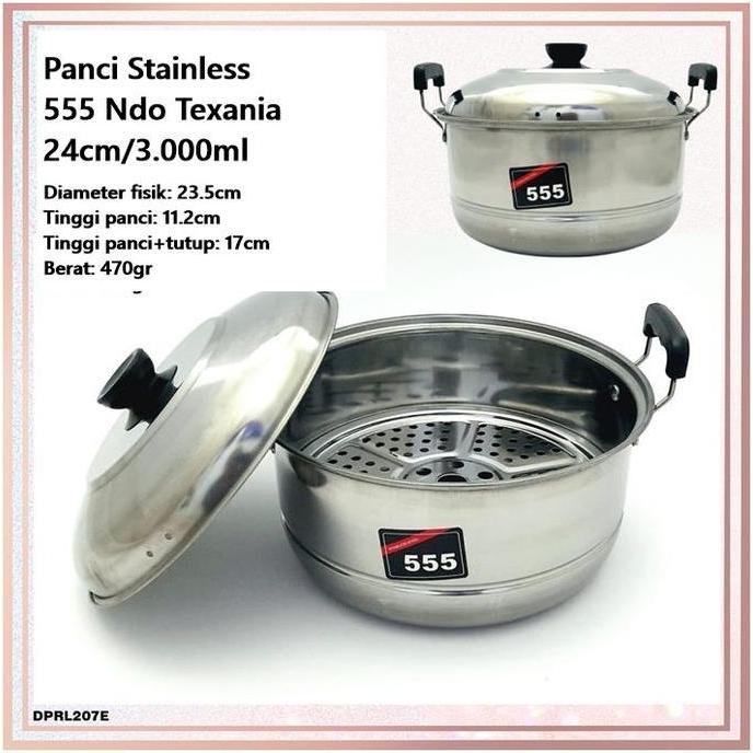 Panci Kukus/Steamer Stainless 555 Ndo Texania 24cm