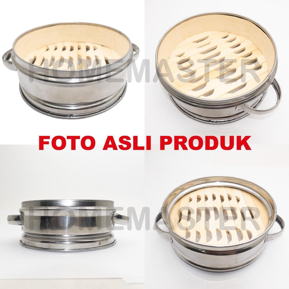 Kukusan Dimsum Bambu Body Stainless 22 Cm Steamer