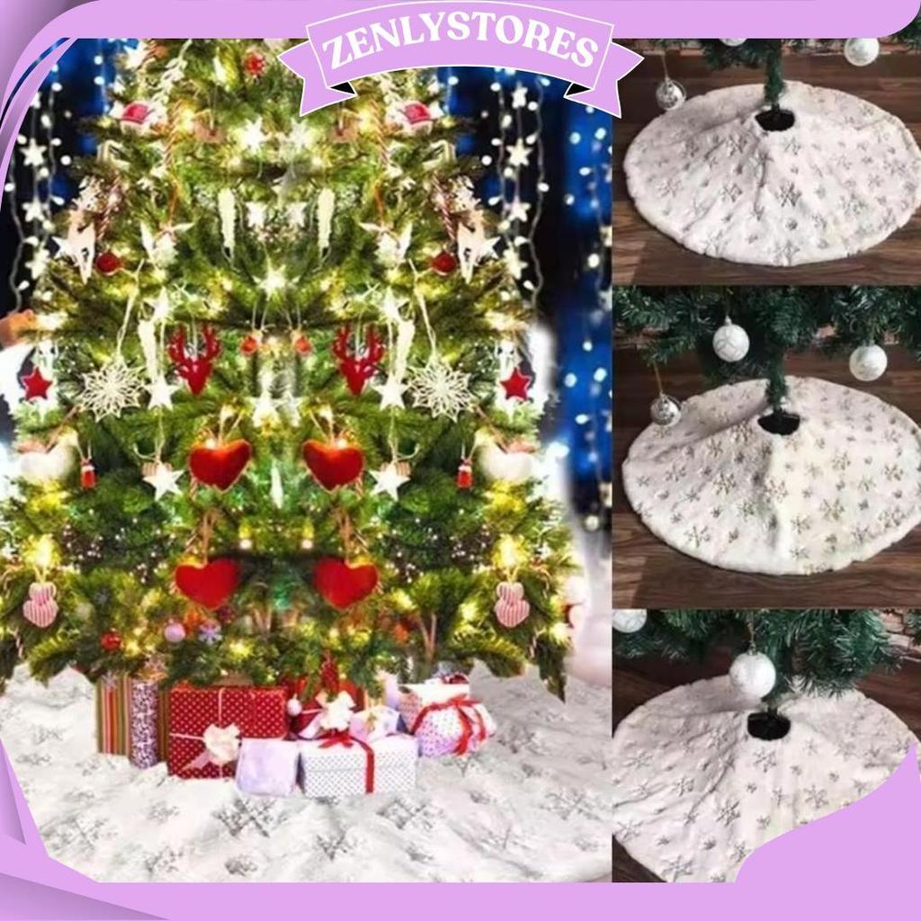 Alas Pohon Natal Motif Salju Tatakan Pohon Natal 90Cm/120Cm Da Promo