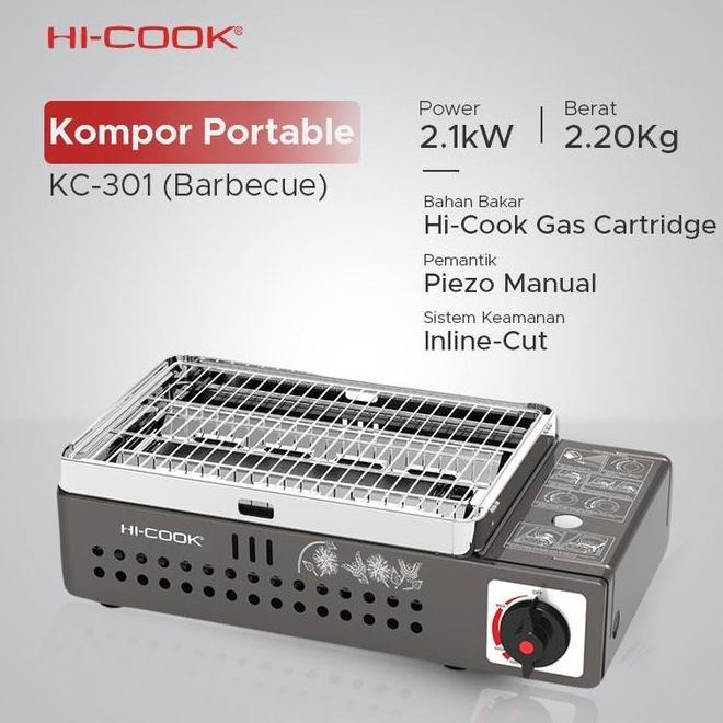Kompor Grill Pemanggang Daging Bbq Portable Gas Butane Hicook Kc301
