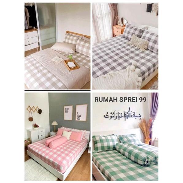 SPREI SET MOTIF KOTAK KOTAK AESTHETIC| Sprei kotak kotak |seprei Emily Ukuran 180x200|160x200|120x20