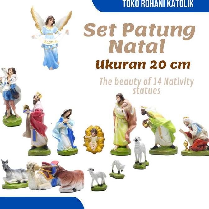 SET PATUNG NATAL 20 CM / HADIAH NATAL / NATIVITY SCANE / PATUNG TUHAN YESUS / PATUNG BUNDA MARIA /GE
