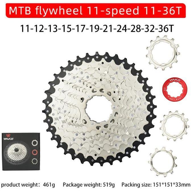 Wake Sprocket 11 Speed 11 - 36T Silver Gear Cassette Seli MTB