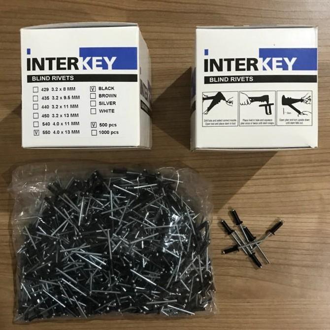 Paku Rivet Warna Blind Rivet 550 Black Brown White 4 MM x 12,7 MM