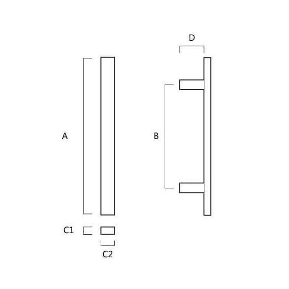 PULL HANDLE SQ PH DL802 40x20x600X800 Black Pipa Kotak Hitam 60 x 80