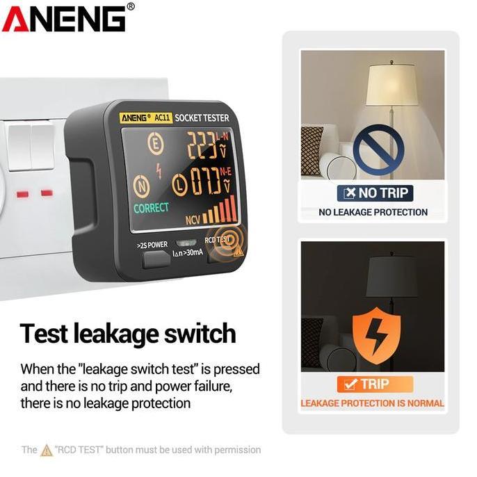 ANENG Stop Kontak Voltage Tester Grounding Polarity Phase Check EU Plug