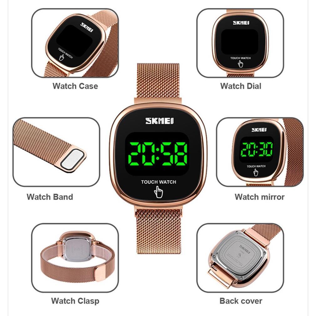 SKMEI 1589 Jam Tangan Digital Layar Sentuh Led Stainless Steel Anti Air Untuk Unisex Jam Tangan