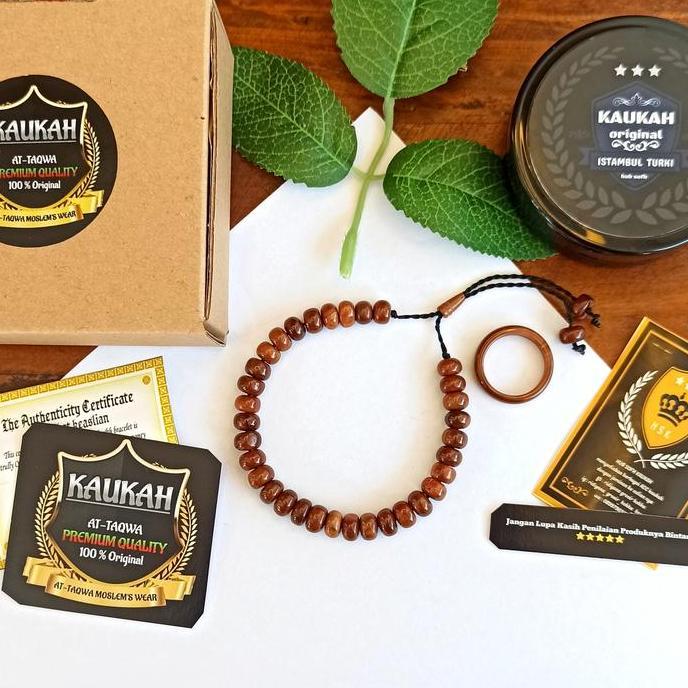 gelang tasbih kaukah 33 butir sertifikat keaslian kokka koka hitam