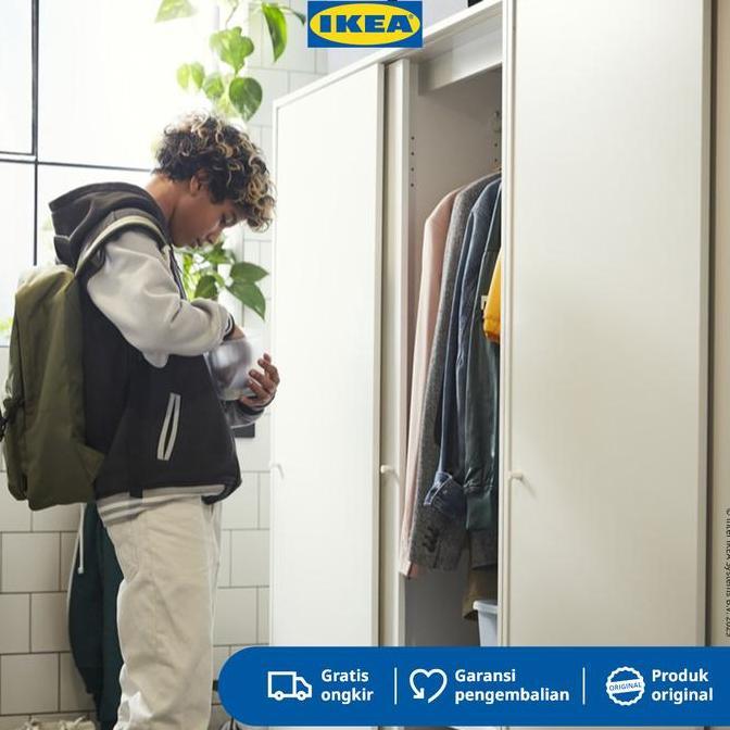 Terlaris Ikea Kleppstad Lemari Pakaian Pintu Geser Minimalis Putih 117X176 Cm