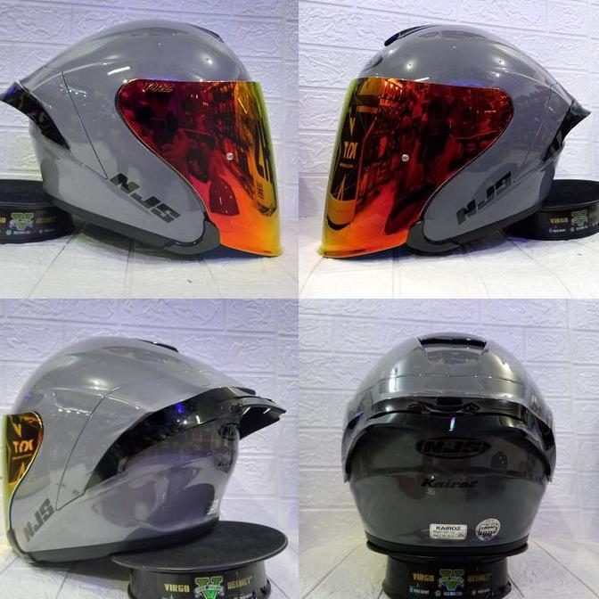 HELM NJS KAIROZ SOLID STONE GREY PAKET GANTENG