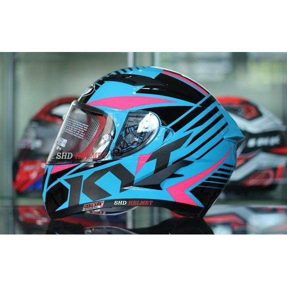 Kyt Helm Falcon Fr Radiant Sky Blue fuxia Flat Visor