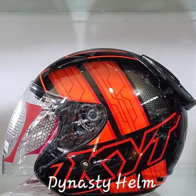 KYT DJ MARU MOTIF #14 BLACK/ORANGE FLUO/RED FLUO