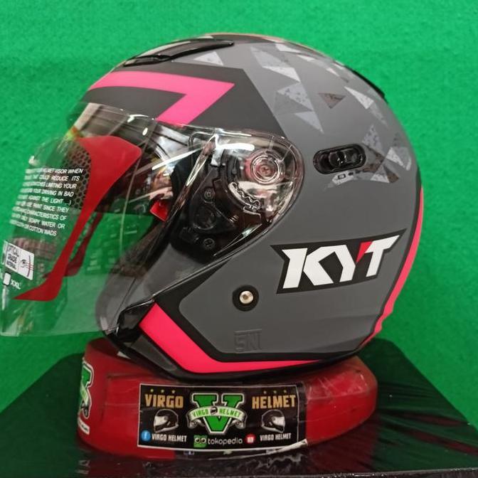 HELM KYT DJ MAXI MOTIF #1 MATT GORILA GREY FUXIA PINK
