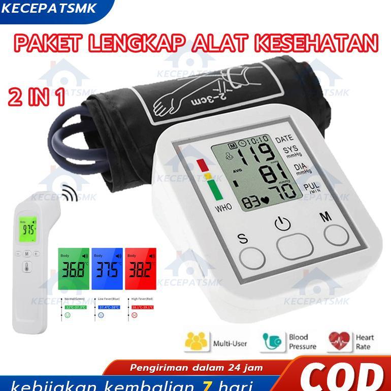 Paket Lengkap Alat Kesehatan 2 in 1 Tensimeter Tensimeter Digital Alat Cek Pengukur Tekanan Tensi Da