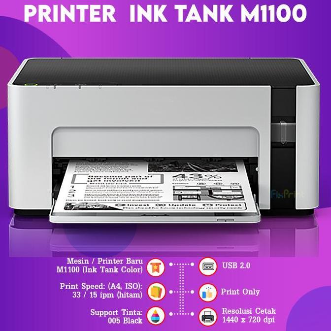 Printer Epson M1100 M-1100 Monochrome Black Ink Original Garansi Epson
