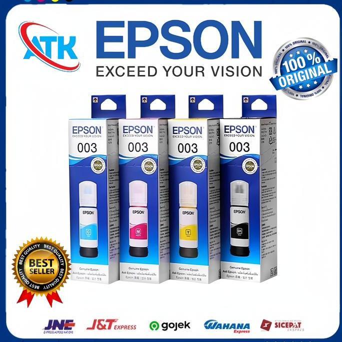 Tinta Epson 003 Original -  1 SET l3210 - Hitam Black Printer