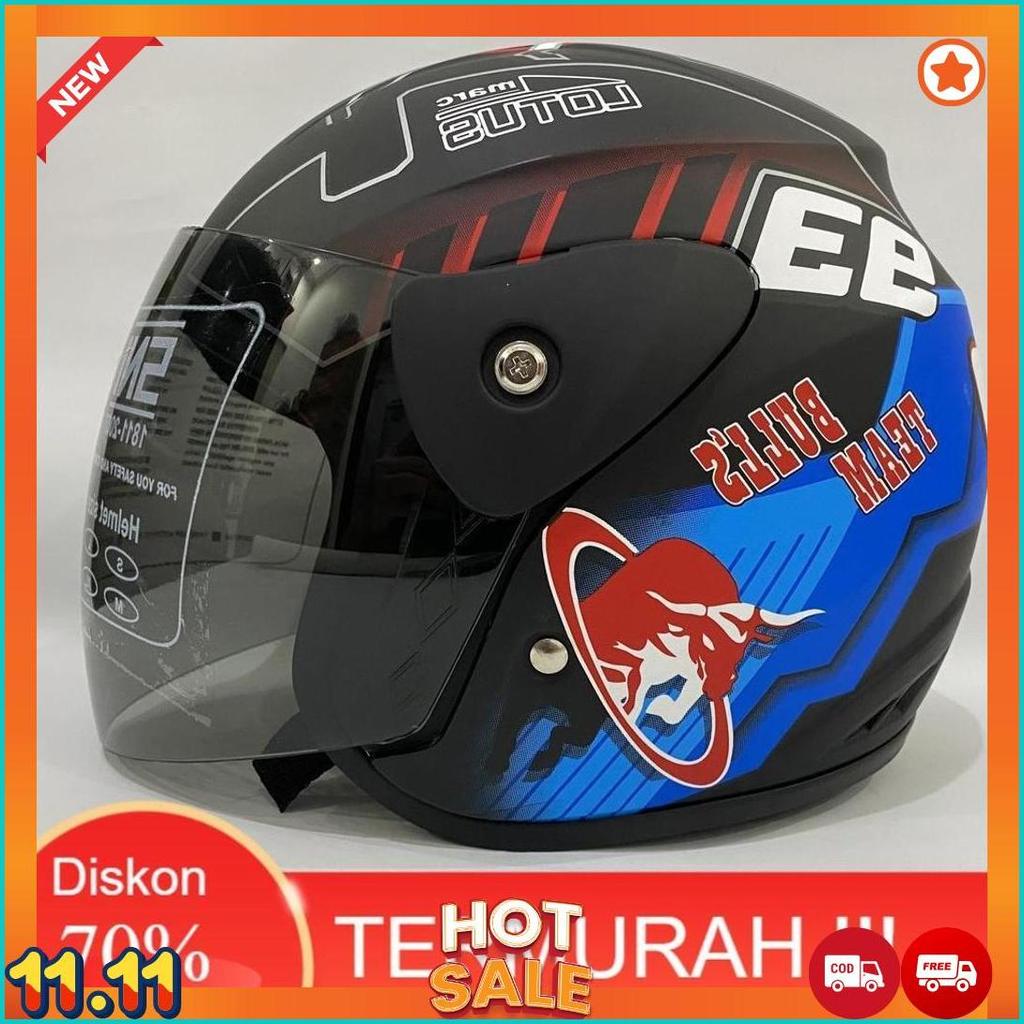 3.3 Helm Evo Semut Hitam Biru Doff Helem Nuvo Helmet Sni Dewasa Cod